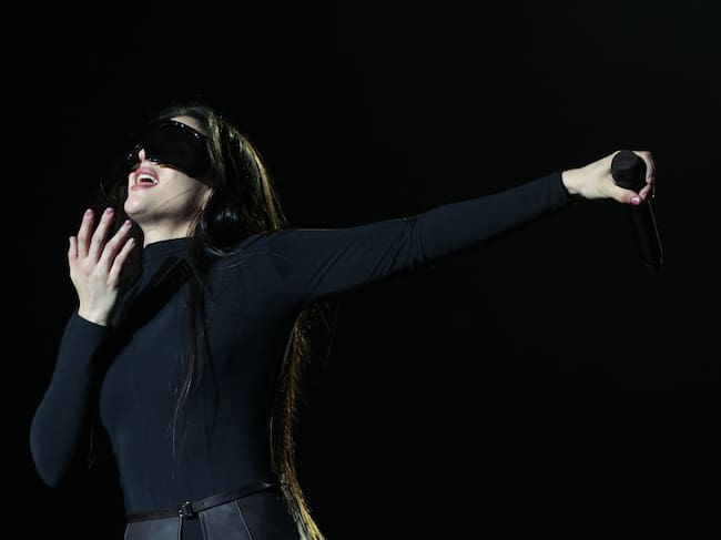 Rosalia performs during the Primavera Sound, in the City of Rock, venue of the Primavera Sound Madrid 2023, on June 10, 2023, in Arganda del Rey, Madrid (Spain). This international music festival has for the first time had dual venues in Madrid and Barcelona. In Madrid, the Primavera Sound cancelled on the opening day, Thursday June 8th, some concerts in the main venue for security reasons, due to the adverse weather forecast and the flooding caused by the rains. Ricardo Rubio/Europa Press via Getty Images
