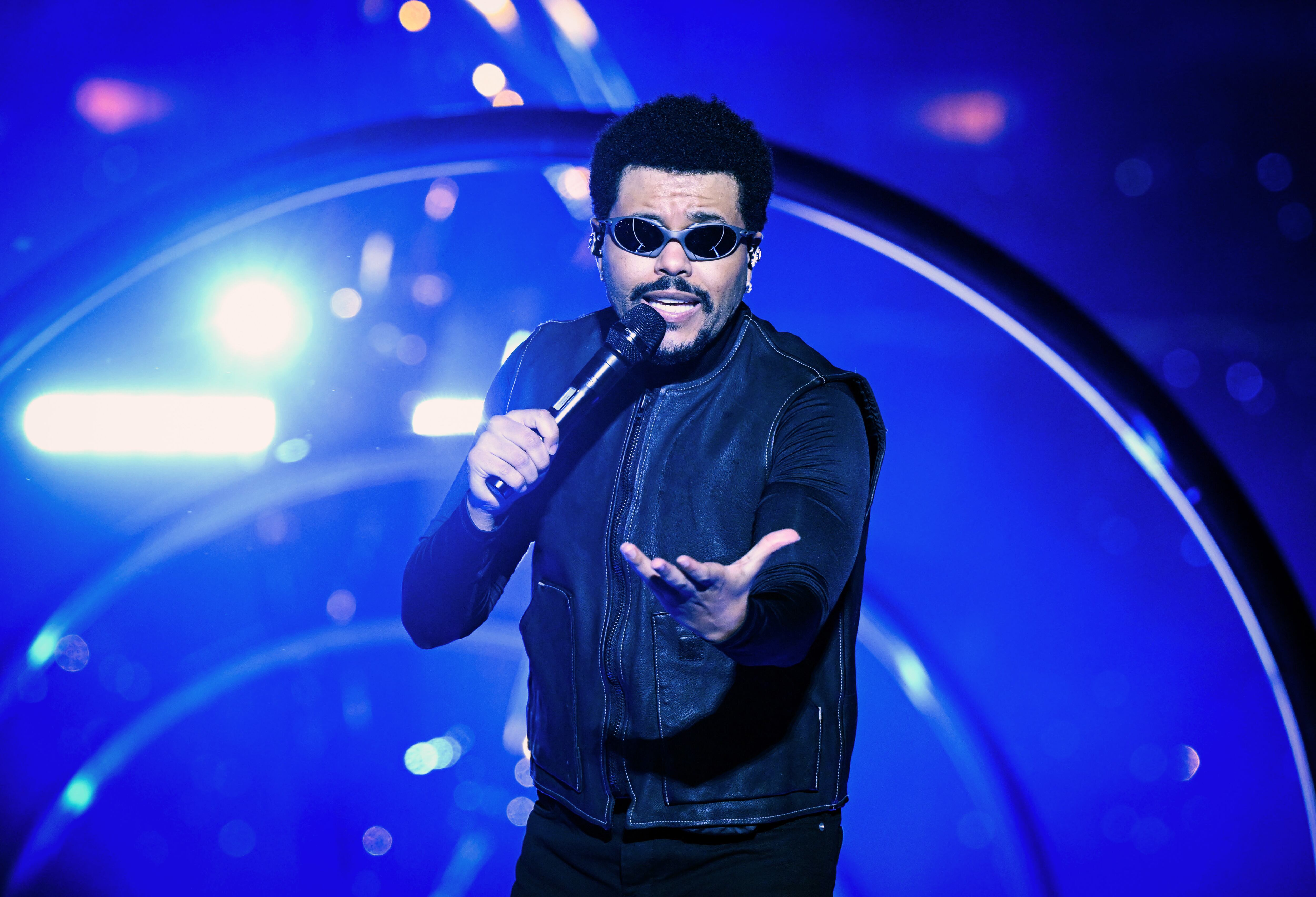 The Weeknd durante un concierto en Dublin.