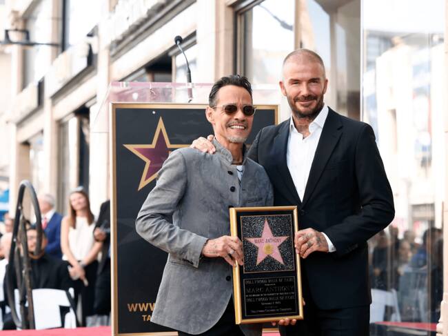 Marc Anthony and David Beckham at the Hollywood Walk of Fame Star Ceremony. Emma McIntyre/Getty Images.