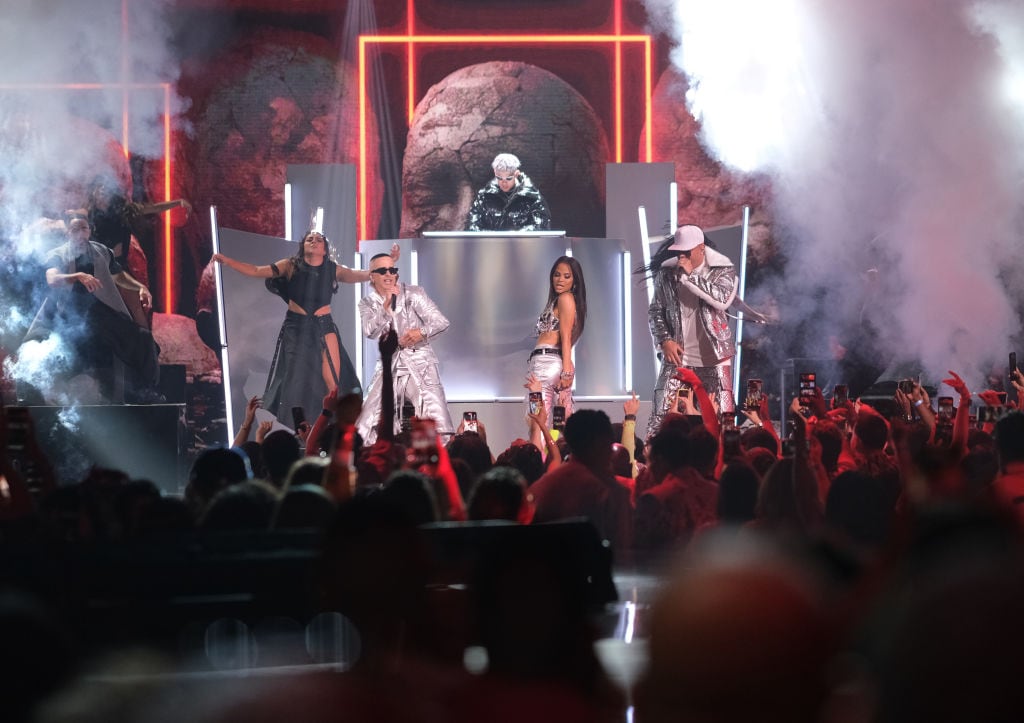 Wisin & Yandel perform onstage during Premios Juventud 2022 at Coliseo de Puerto Rico José Miguel Agrelot. Jose R. Madera/Getty.