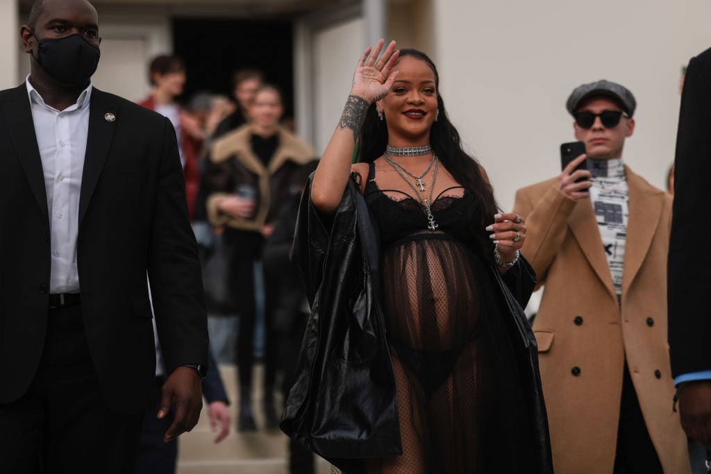 Rihanna is seen outside the Dior show, during Paris Fashion Week – Womenswear F/W 2022-2023, on March 01, 2022 in Paris, France. Jeremy Moeller/Getty Images