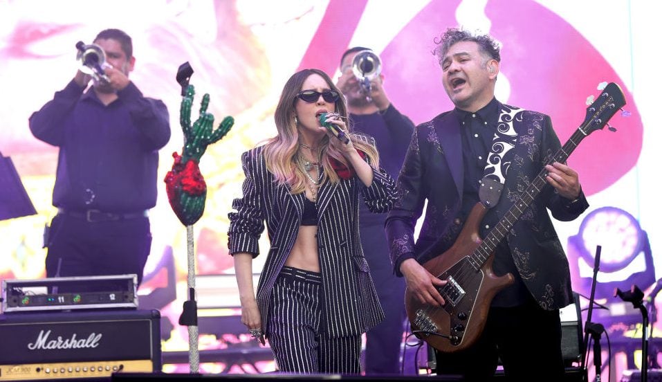 Belinda performs as a part of ‘Música para mandar a volar’ proyect, on the second day of Festival Vive Latino 2025 at Estadio GNP Seguros on March 16, 2025 in Mexico City, Mexico. (Medios y Media/Getty Images)
