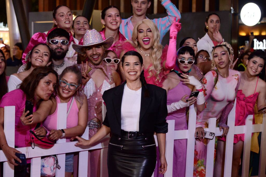 America Ferrera attends the pink carpet for Barbie at Toreo Parque Central. Carlos Tischler/Getty.