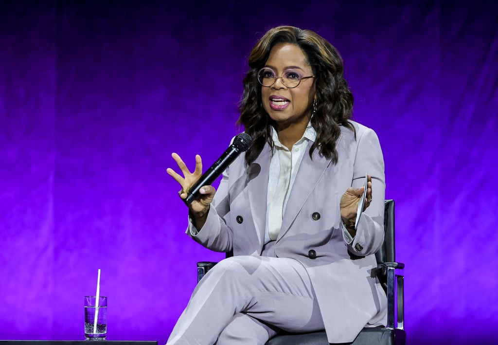 Oprah Winfrey speaks onstage as she promotes the upcoming film «The Color Purple». Ethan Miller/Getty Images