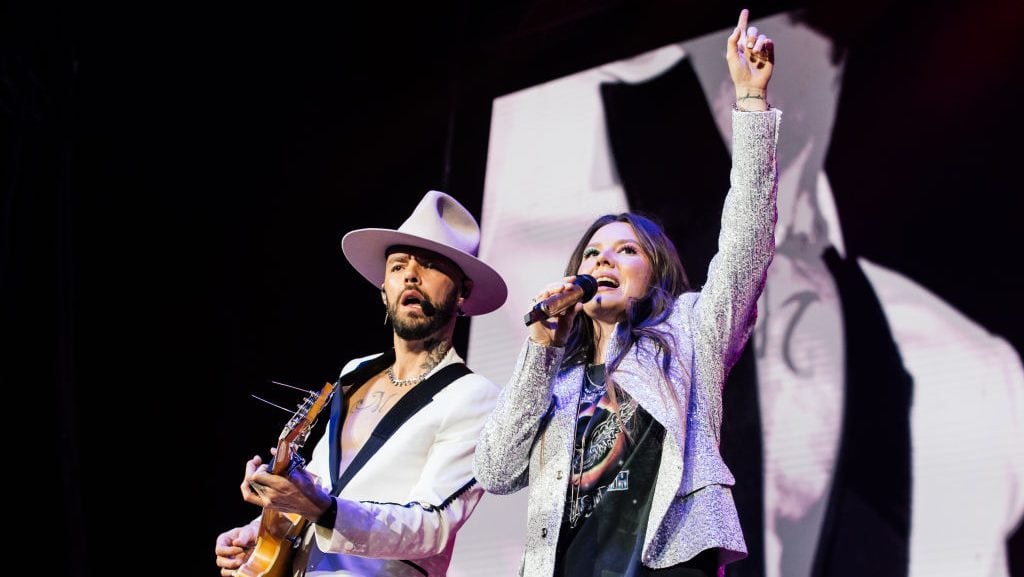 Jesse Huerta and Joy Huerta of Jesse & Joy perform at Auditorio Citibanamex on February 23, 2024 in Monterrey, Mexico. (Medios y Media/Getty Images)