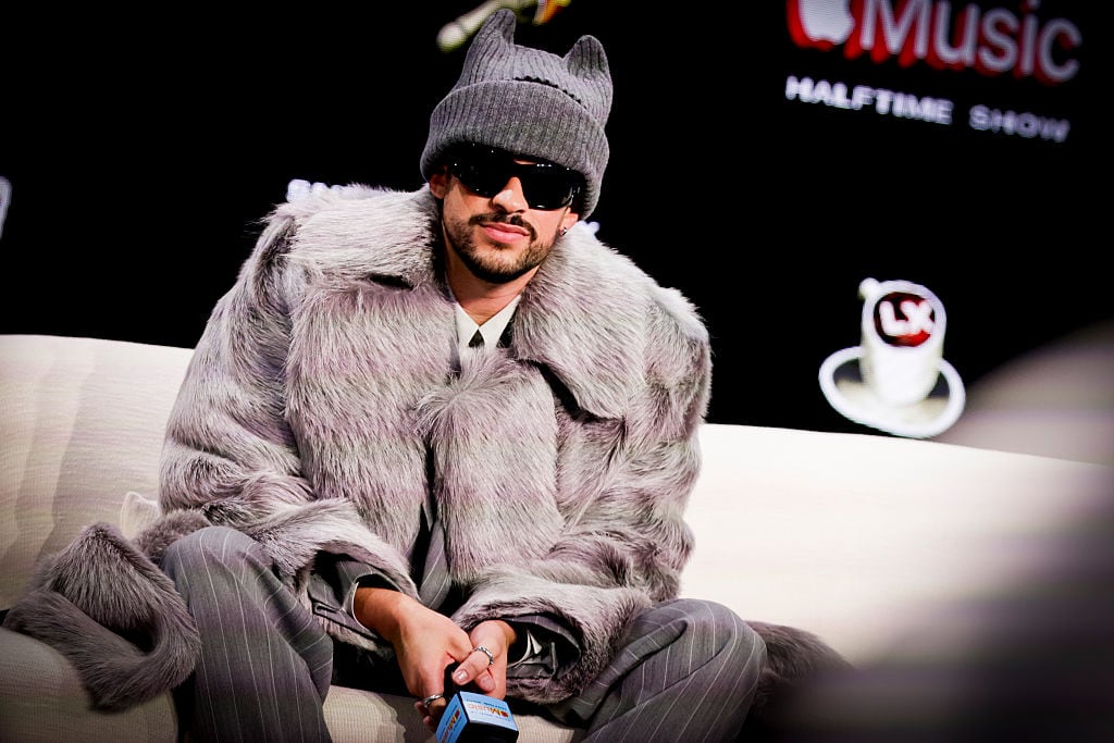 Grammy-award-winning singer and Super Bowl Halftime performer Bad Bunny takes questions during a press conference at the Mascone Center during Super Bowl week in San Francisco on Thursday, Feb. 5, 2026.