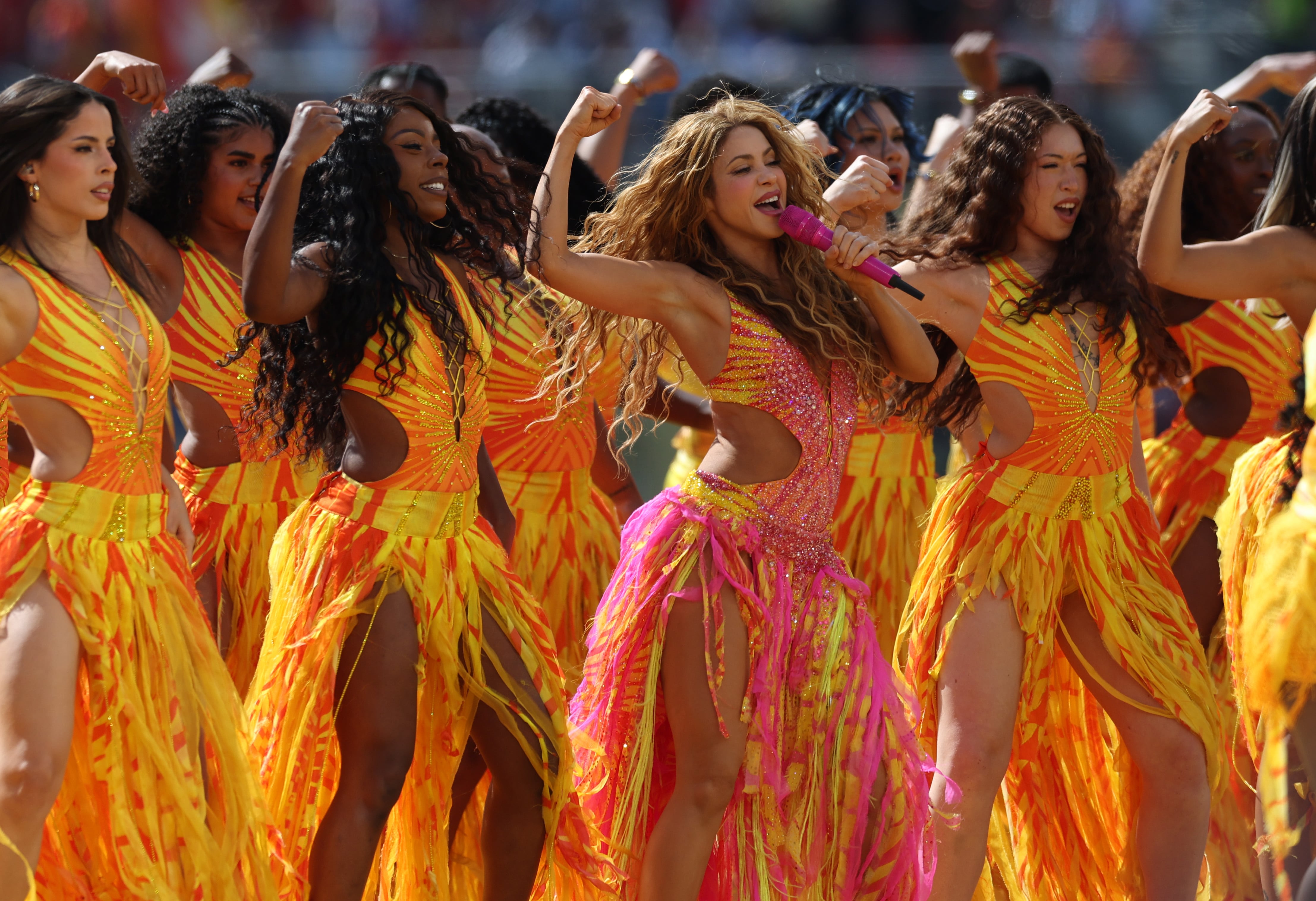 Shakira actúa durante el espectáculo del descanso de la final de la Copa Mundial de la FIFA 2026 entre España y Argentina, en el New York New Jersey Stadium, el 19 de julio de 2026, en East Rutherford, Nueva Jersey, Estados Unidos.