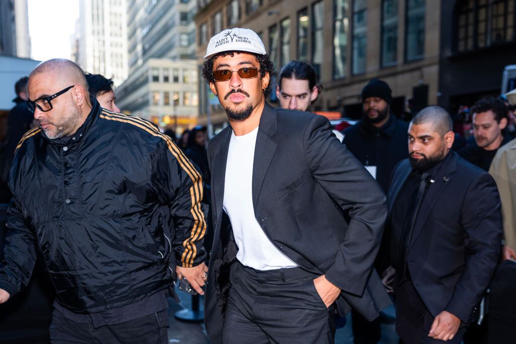 Bad Bunny attends the Calvin Klein Fashion Show during New York Fashion Week: The Shows in Midtown on February 07, 2025 in New York City. TheStewartofNY/GC Images