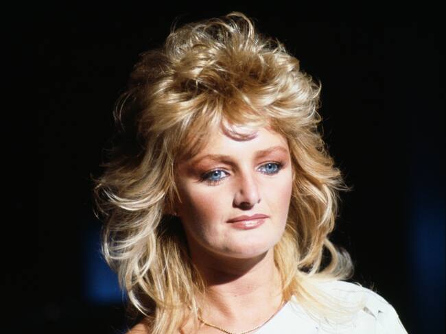 Bonnie Tyler, cantante británica, durante un concierto en directo en el Festival de Rock de Montreux, en Montreux (Suiza), en 1984.