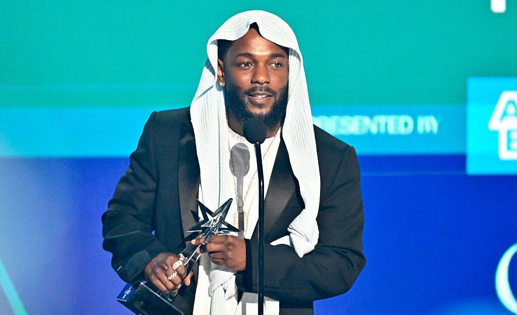 Kendrick Lamar speaks onstage at the BET Awards 2025 held at the Peacock Theater on June 09, 2025 in Los Angeles, California. (Earl Gibson III/Getty Images)