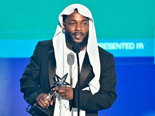 Kendrick Lamar speaks onstage at the BET Awards 2025 held at the Peacock Theater on June 09, 2025 in Los Angeles, California. (Earl Gibson III/Getty Images)