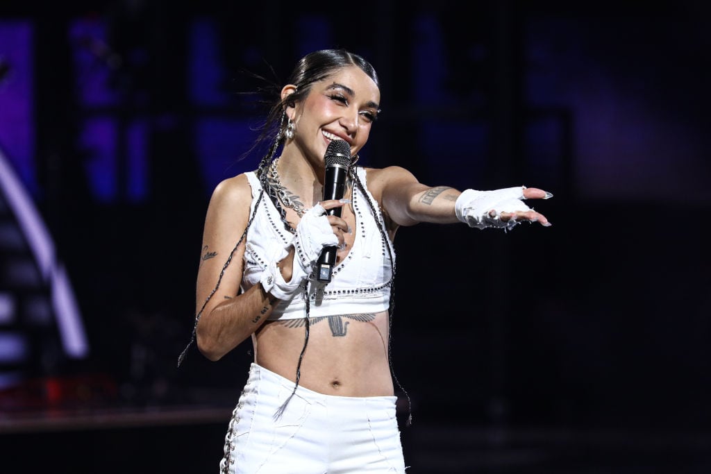 Maria Becerra performs during the 63rd edition of the Viña del Mar International Song Festival at Quinta Vergara on March 01, in Viña del Mar, Chile. Lucas Aguayo/Getty Images