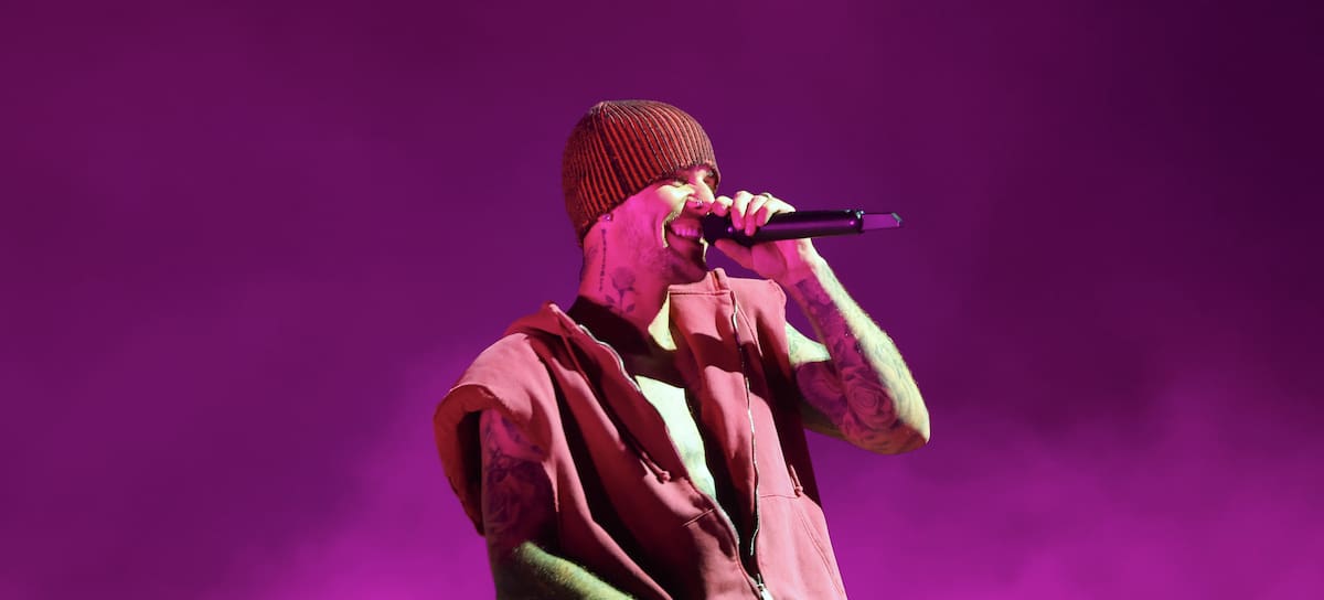 Justin Bieber actuando en el festival de Coachella en el Empire Polo Club el 18 de abril en Indio, California