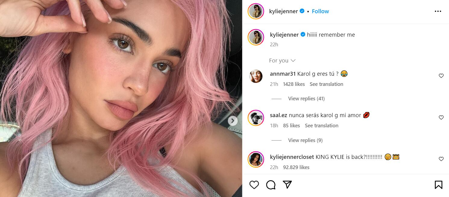 Kylie Jenner’s post on Instagram / Meta