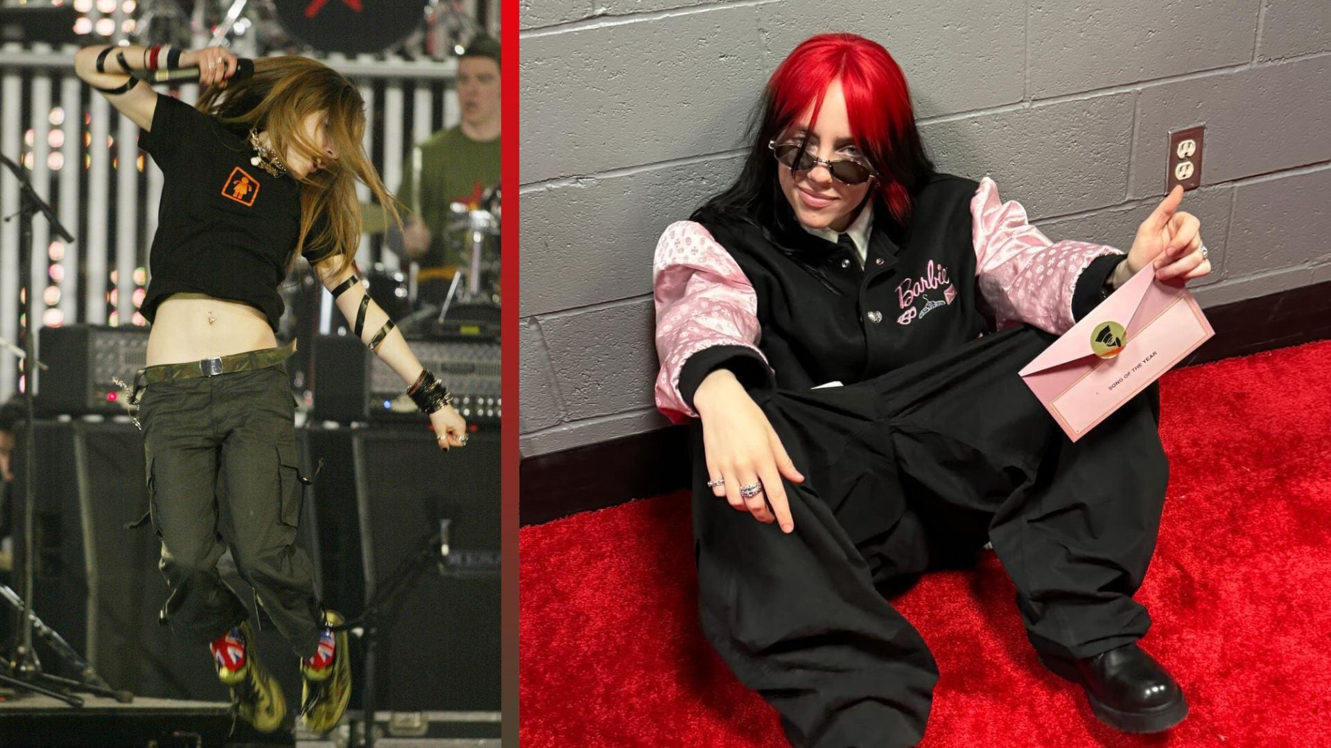 Avril Lavigne in 2003 Vs. Billie Eilish. Getty Images / Instagram.