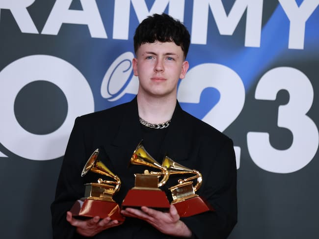Zecca poses with the award for Best Song of the Year in the media center for The 24th Annual Latin Grammy Awards at FIBES Conference and Exhibition Centre on November 16, 2023 in Seville, Spain. Patricia J. Garcinuno/WireImage