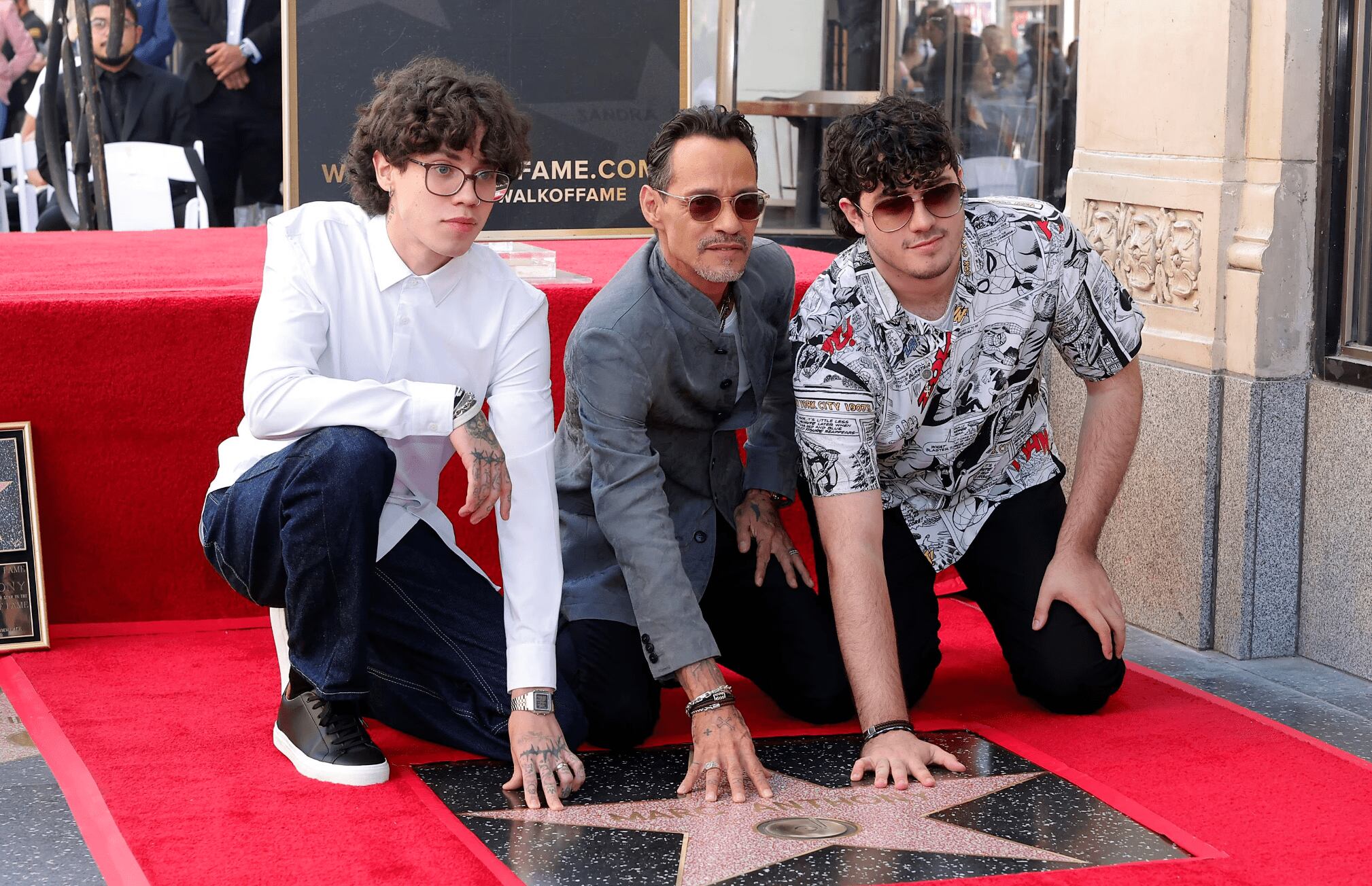 Ryan Adrian Muñiz, Marc Anthony, and Cristian Marcus Muñiz at the Hollywood Walk of Fame Star Ceremony. Emma McIntyre/Getty Images.