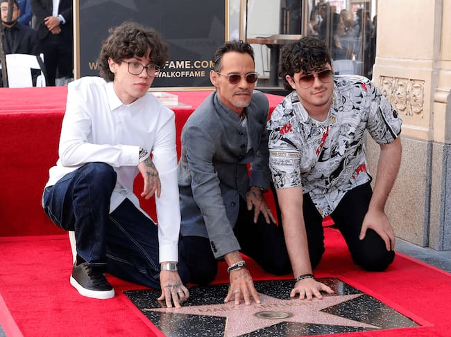 Ryan Adrian Muñiz, Marc Anthony, and Cristian Marcus Muñiz at the Hollywood Walk of Fame Star Ceremony. Emma McIntyre/Getty Images.