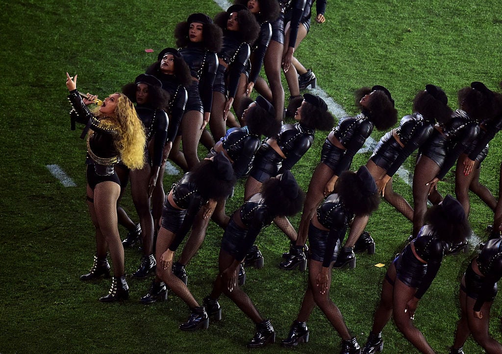 Beyonce performs during the Super Bowl Halftime Show in 2016. Harry How /Getty Images