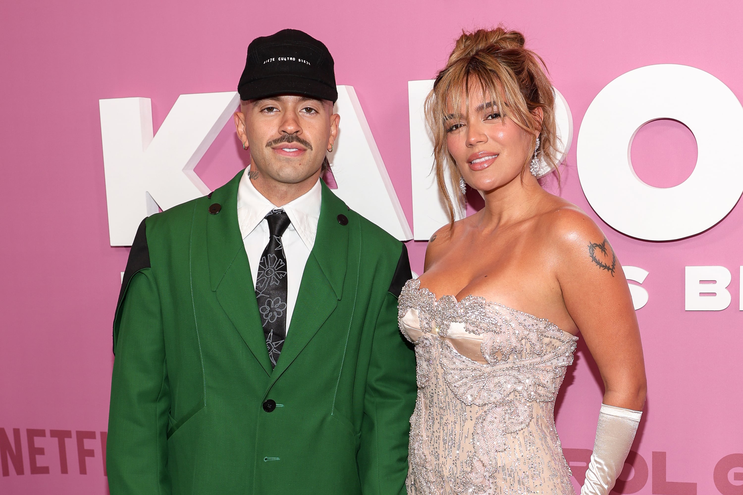 Feid and Karol G attend the New York screening of Netflix's "Karol G: Tomorrow Was Beautiful" at Whitby Hotel on May 06, 2025 in New York City. Manoli Figetakis/WireImage