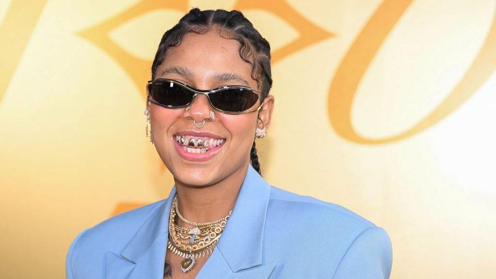Tokischa poses for a photocall at the Louis Vuitton Menswear Spring-Summer 2024 show as part of the Paris Fashion Week, central Paris, on June 20, 2023. Stefano RELLANDINI / AFP