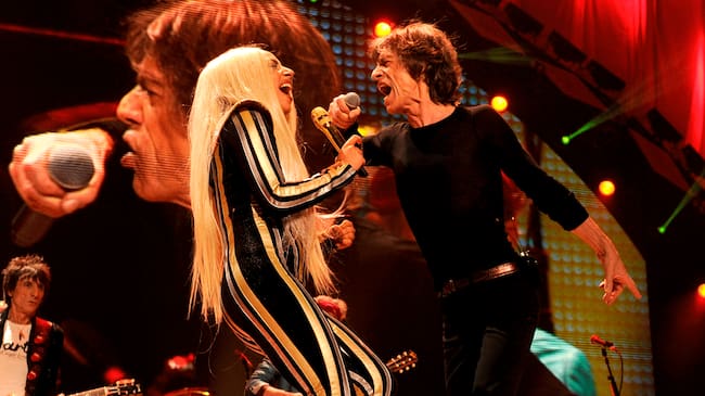 Lady Gaga and Mick Jagger of The Rolling Stones performs at the Prudential Center on December 15, 2012 in Newark, New Jersey. Kevin Mazur/Getty Images.