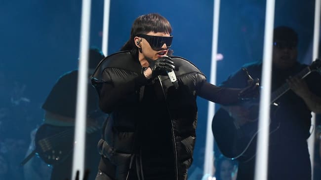 Peso Pluma performs onstage at the 2023 MTV Video Music Awards held at Prudential Center on September 12, 2023 in Newark, New Jersey. Gilbert Flores/Variety via Getty Images