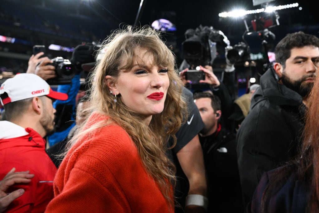 Taylor Swift at the Kansas City Chiefs and the Baltimore Ravens game at M&T Bank Stadium on January 28, 2024 in Baltimore, Maryland. Kathryn Riley/Getty Images