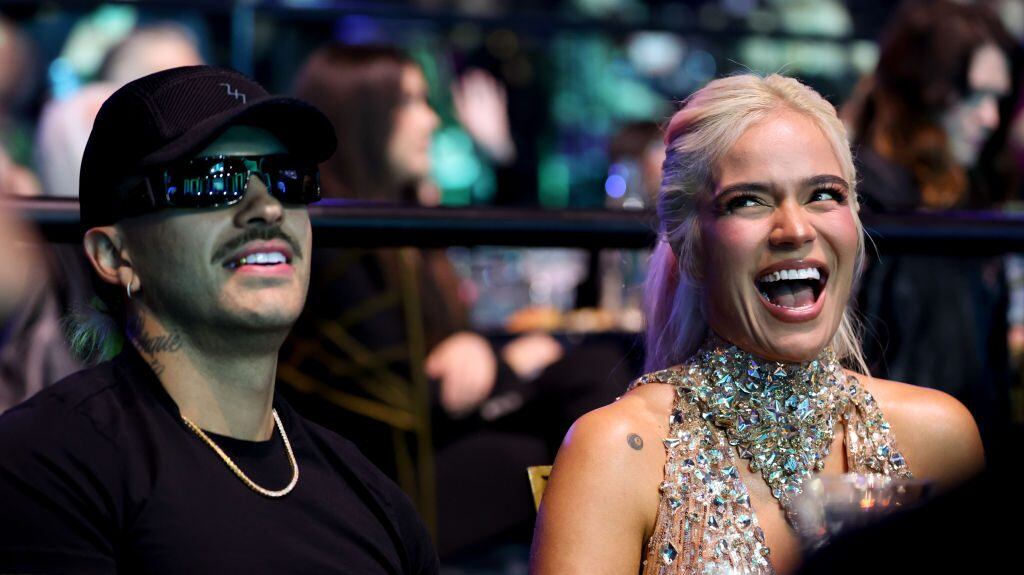 Feid and Karol G at Billboard Women In Music 2024 held at YouTube Theater on March 6, 2024 in Inglewood, California. Christopher Polk/Billboard via Getty Images
