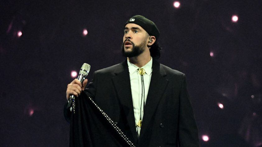 Bad Bunny performs at KFC YUM! Center on April 22, 2024 in Louisville, Kentucky. (Stephen J. Cohen/Getty Images)