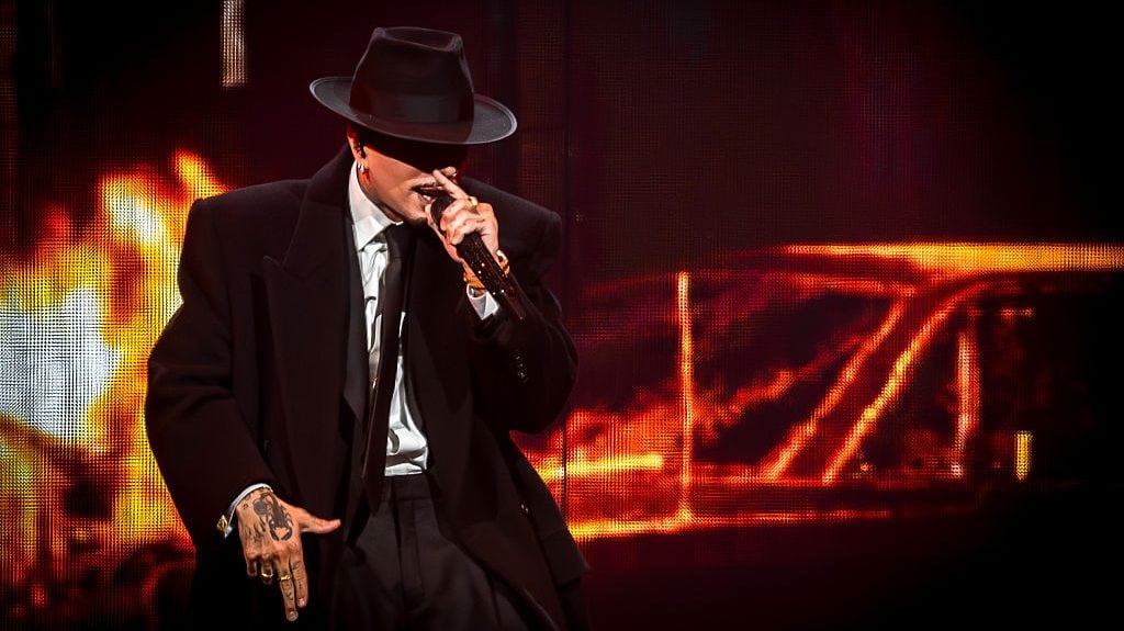 Rauw Alejandro during his performance at the Movistar Arena, on July 5, 2025, in Madrid, Spain. Rauw Alejandro, a reggaeton and Latin pop star, has revolutionized urban music with hits such as «Todo de Ti» and international collaborations. His concert today is part of the Cosa Nuestra World Tour. Diego Radames/Europa Press via Getty Images