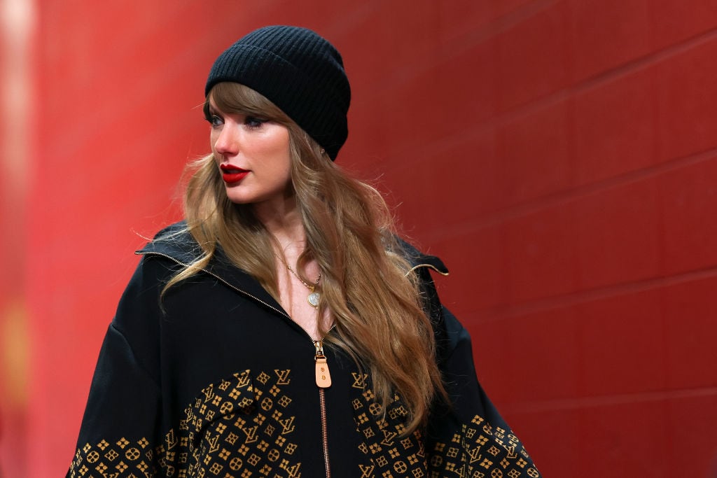Taylor Swift arrives to the stadium prior to the AFC Championship Game between the Kansas City Chiefs and the Buffalo Bills on January 26, 2025 in Kansas City, Missouri. Aaron M. Sprecher/Getty Images