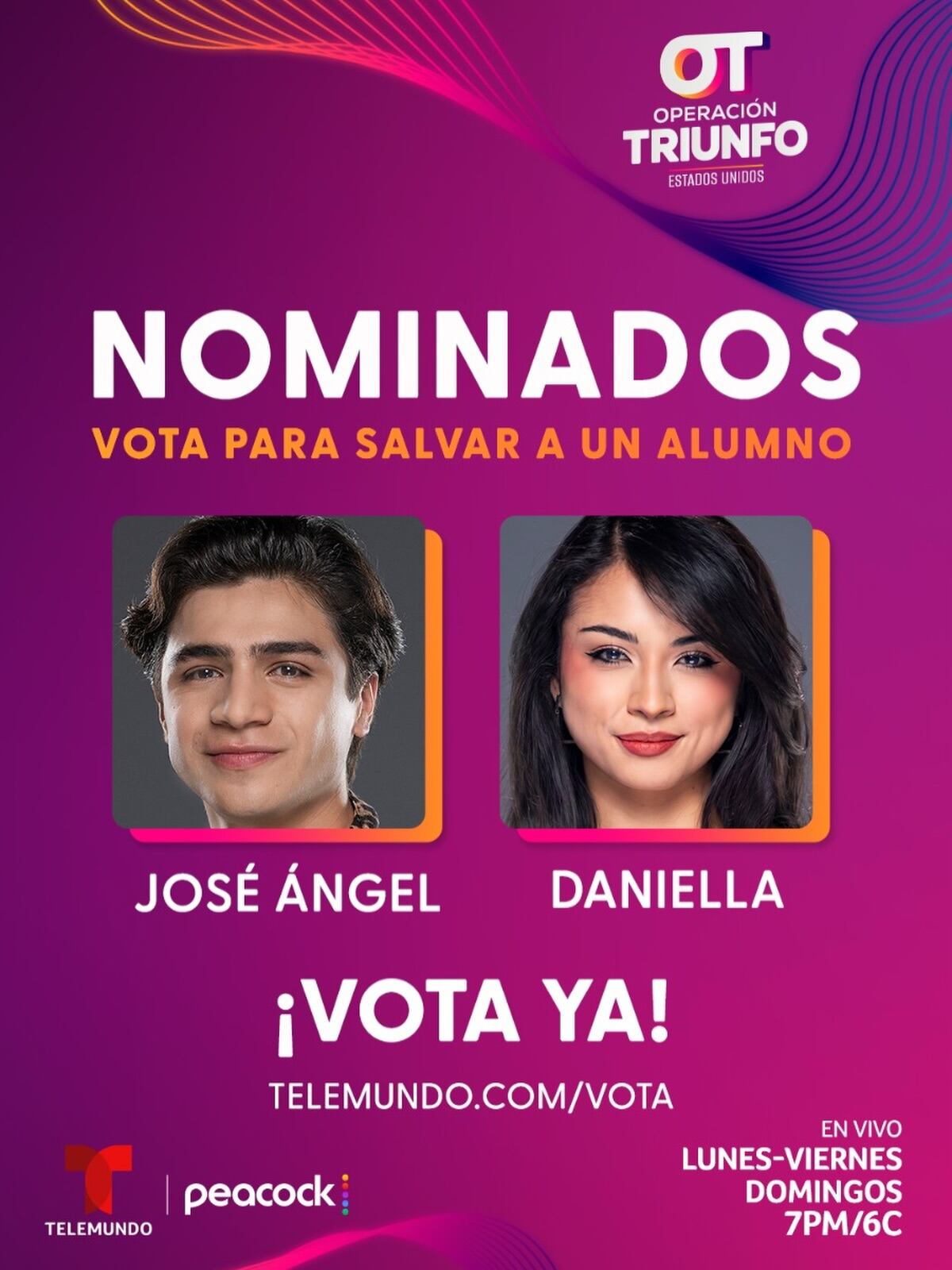 Votación activa para la nominación de José Ángel y Daniella en OT USA