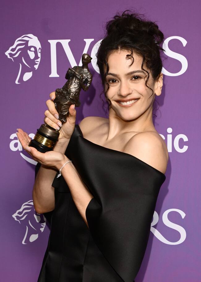 LONDON, ENGLAND - MAY 21: Rosalía with the International Songwriter of the Year award for the album "Lux" during The Ivors 2026 at Grosvenor House on May 21, 2026 in London, England. (Photo by Eamonn M. McCormack/Getty Images)