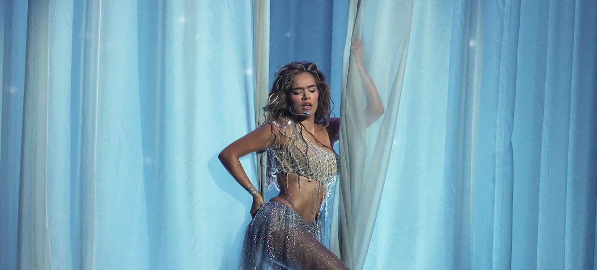 Colombian singer Karol G performs on stage during the American Music Awards at the MGM Grand Garden Arena in Las Vegas, Nevada on May 25, 2026