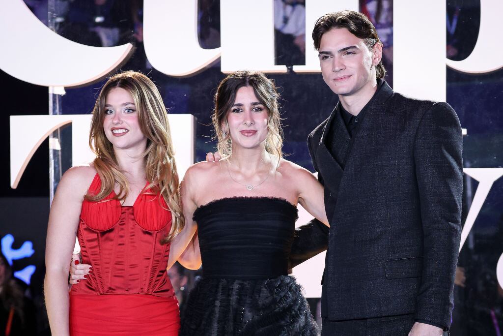 Nicole Wallace, Mercedes Ron and Gabriel Guevara attend the «Culpa Tuya» premiere at Palacio de Vista Alegre on December 18, 2024 in Madrid, Spain. Pablo Cuadra/Getty Images