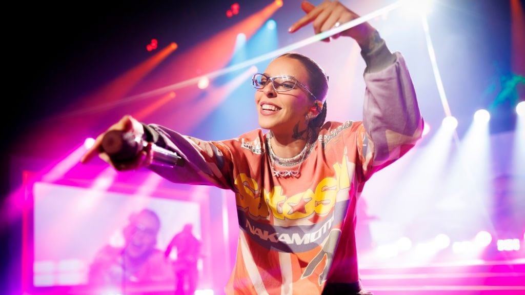 Young Miko at the Billboard Latin Music Week 35th Anniversary Celebration at the Fillmore Miami Beach on October 18, 2024 in Miami Beach, Florida. (Christopher Polk/Getty Images)