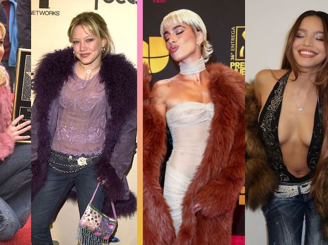 Britney Spears in 2003 and Hilary Duff in 2002 Vs. TINI & Emilia in 2023. Getty Images / Instagram.