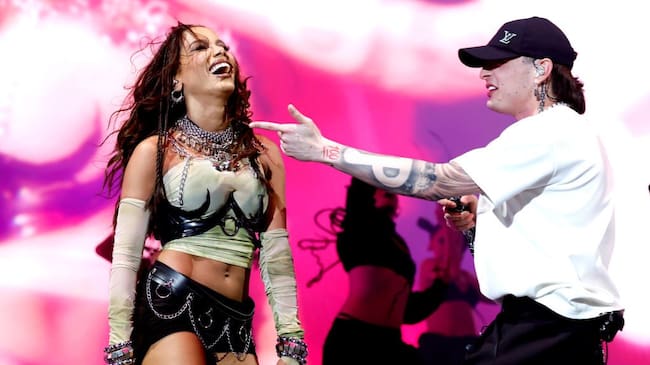 Anitta performs with Peso Pluma at the Coachella Stage during the 2024 Coachella Valley Music and Arts Festival at Empire Polo Club on April 19, 2024 in Indio, California. Frazer Harrison/Getty Images for Coachella
