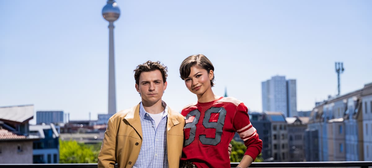 Tom Holland y Zendaya, ambos actores, fotografiados en una sesión fotográfica en Berlín-Mitte antes del evento para fans de Spider-Man: Brand New Day