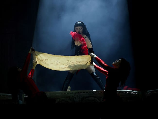 Lady Gaga performs at the Coachella Stage during the 2025 Coachella Valley Music and Arts Festival at Empire Polo Club on April 11, 2025 in Indio, California. Kevin Mazur/Getty Images for Coachella
