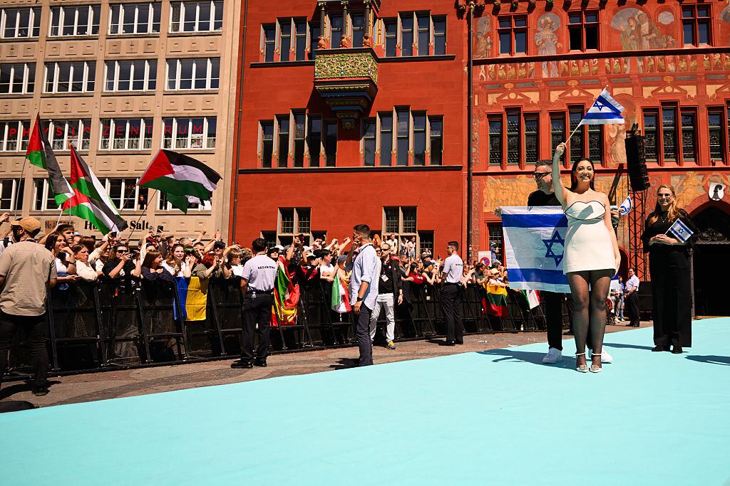 Yuval Raphael representing Israel attends the Turquoise Carpet of the 69th Eurovision Song Contest Opening Ceremony at Messe Basel on May 11, 2025 in Basel, Switzerland. Harold Cunningham/Getty Images