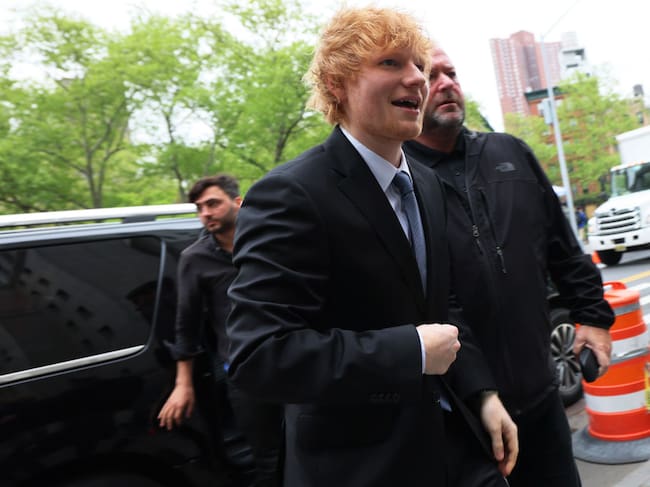 Ed Sheeran arrives for his copyright infringement trial at Manhattan Federal Court. Michael M. Santiago / Getty Images
