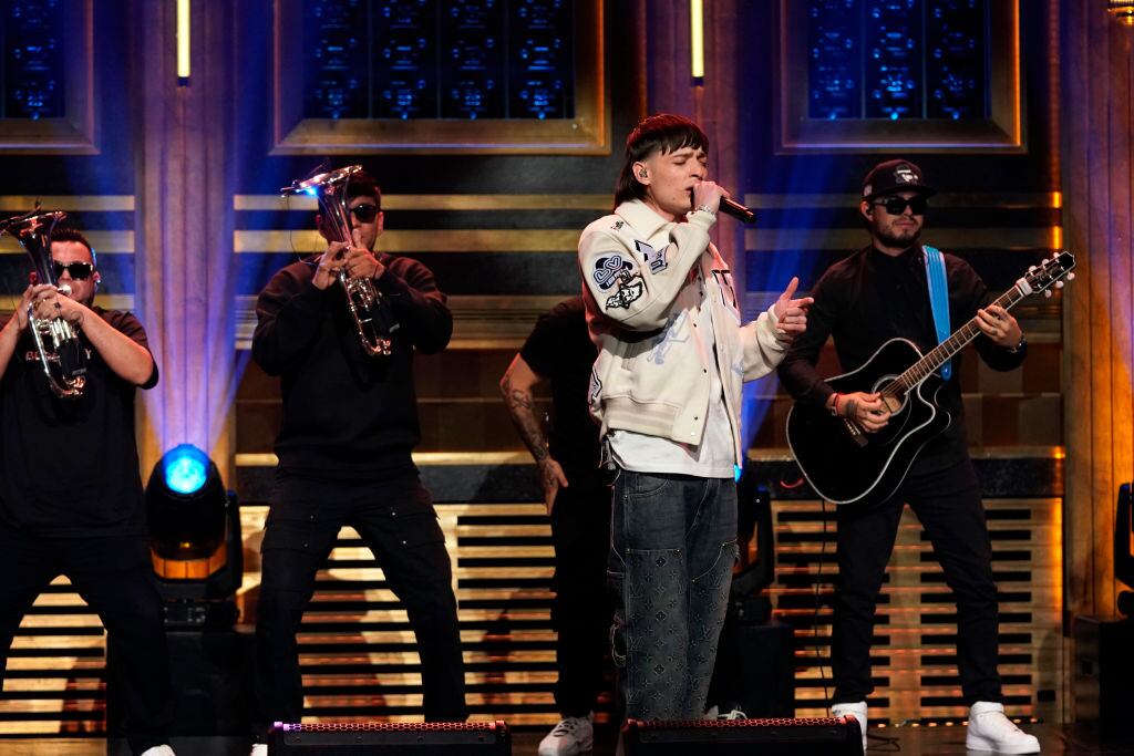 Peso Pluma has become the first Mexican artist to perform at Jimmy Fallon. Rosalind O’Connor / NBC via Getty Images
