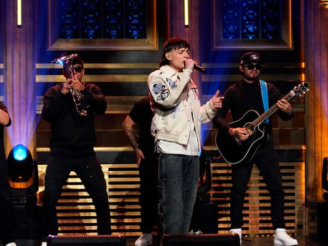 Peso Pluma has become the first Mexican artist to perform at Jimmy Fallon. Rosalind O’Connor / NBC via Getty Images