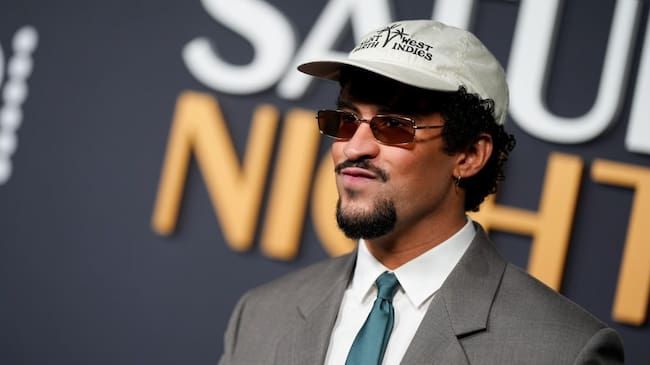 Bad Bunny at SNL50: The Anniversary Special at 30 Rockefeller Plaza on February 16, 2025 in New York, New York. (John Nacion/Getty Images)