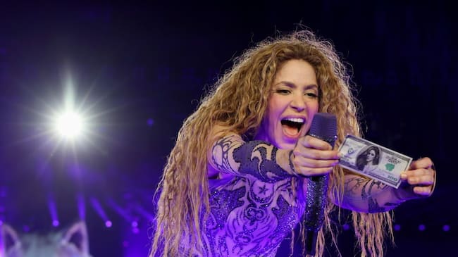 Shakira performs onstage during Shakira: Las Mujeres Ya No Lloran World Tour at Roberto Melendez Metropolitan Stadium on February 20, 2025 in Barranquilla, Colombia. (Kevin Mazur/Getty Images)
