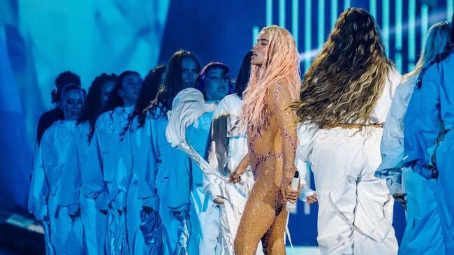 Karol G, one of the main reggaeton icons worldwide, performs during a concert at Sultanes stadium on February 16, 2024 in Monterrey, Mexico. Medios y Media/Getty Images