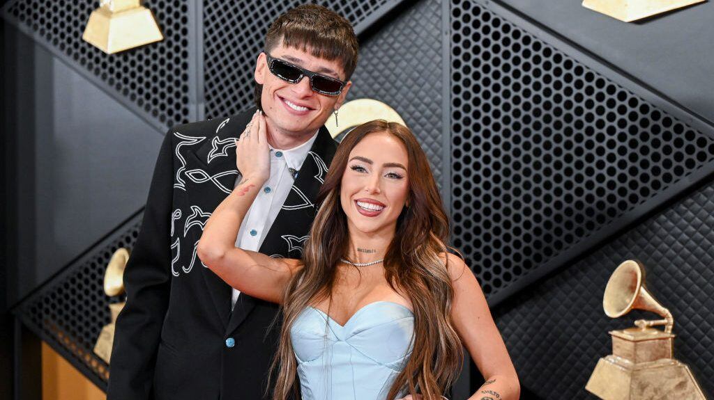 Peso Pluma and Nicki Nicole at the 66th Annual GRAMMY Awards held at Crypto.com Arena on February 4, 2024 in Los Angeles, California. Gilbert Flores/Getty Images.