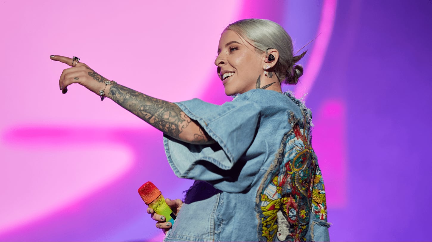 Young Miko performs during the Flow Fest 2023 at Autodromo Hermanos Rodriguez on November 26, 2023 in Mexico City, Mexico. (Jaime Nogales/Getty Images)